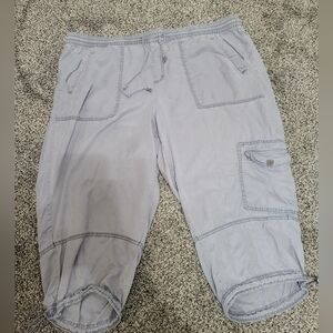 Lane Bryant Bluish Gray Cargo Capri Pants 22/24 With Drawstring And Pockets